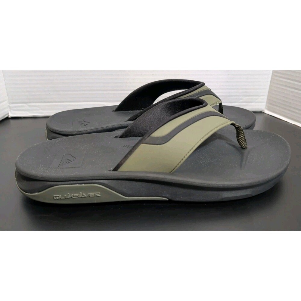QUICKSILVER BLACK and OLIVE FLIP FLOP SANDAL'S MENS SIZE 13 NEW